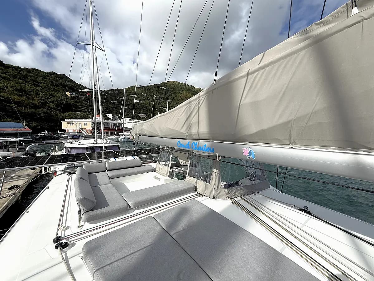 Lagoon 43's flybridge lounge deck